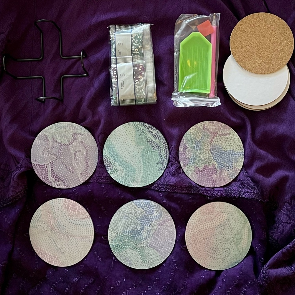 Marbled Round DIY Diamond Art Coasters Set of 6